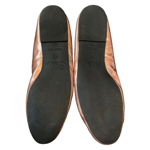 Sam & Libby Ballet Ballerina Flats Womens 7.5 Pink Metallic Bow Shoes - Picture 6 of 8